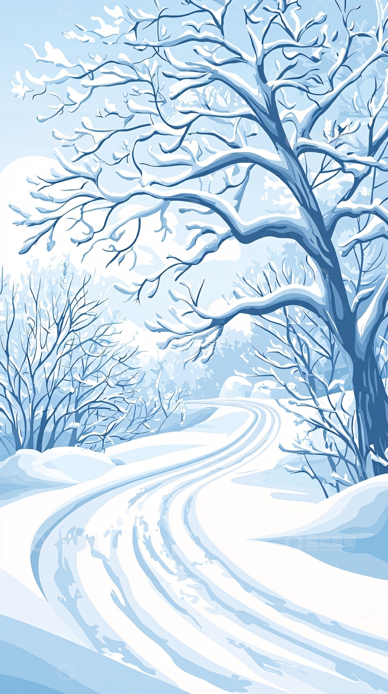 高清大图下载【趣麦麦图】冬日雪景小路