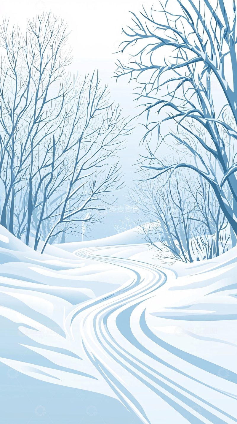 高清大图下载【趣麦麦图】冬日雪景小径
