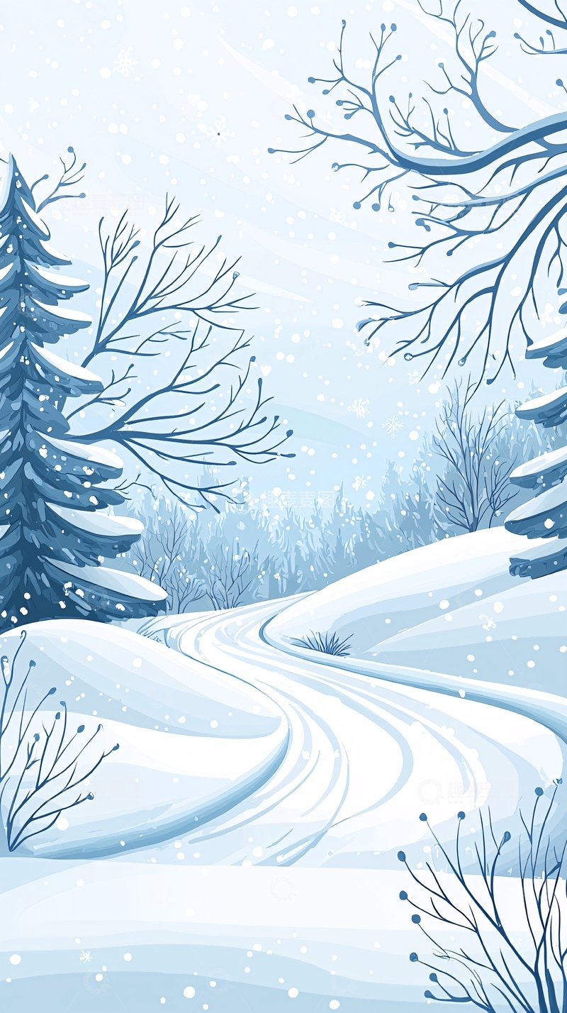 高清大图下载【趣麦麦图】冬日雪景小路