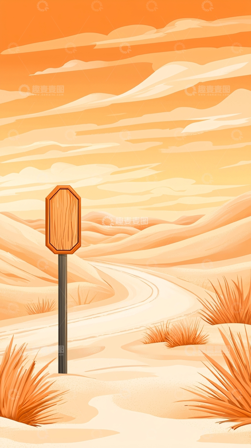 高清大图下载【趣麦麦图】沙漠中的路标