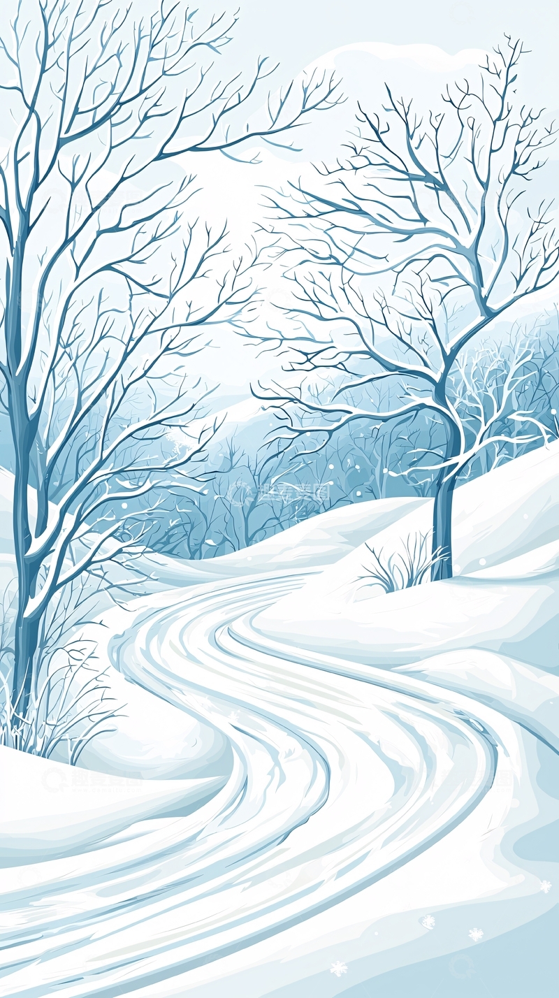 高清大图下载【趣麦麦图】冬日雪景小路