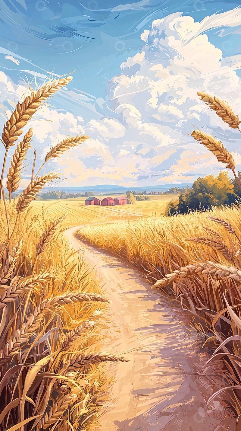 高清大图下载【趣麦麦图】金秋麦田小路风景