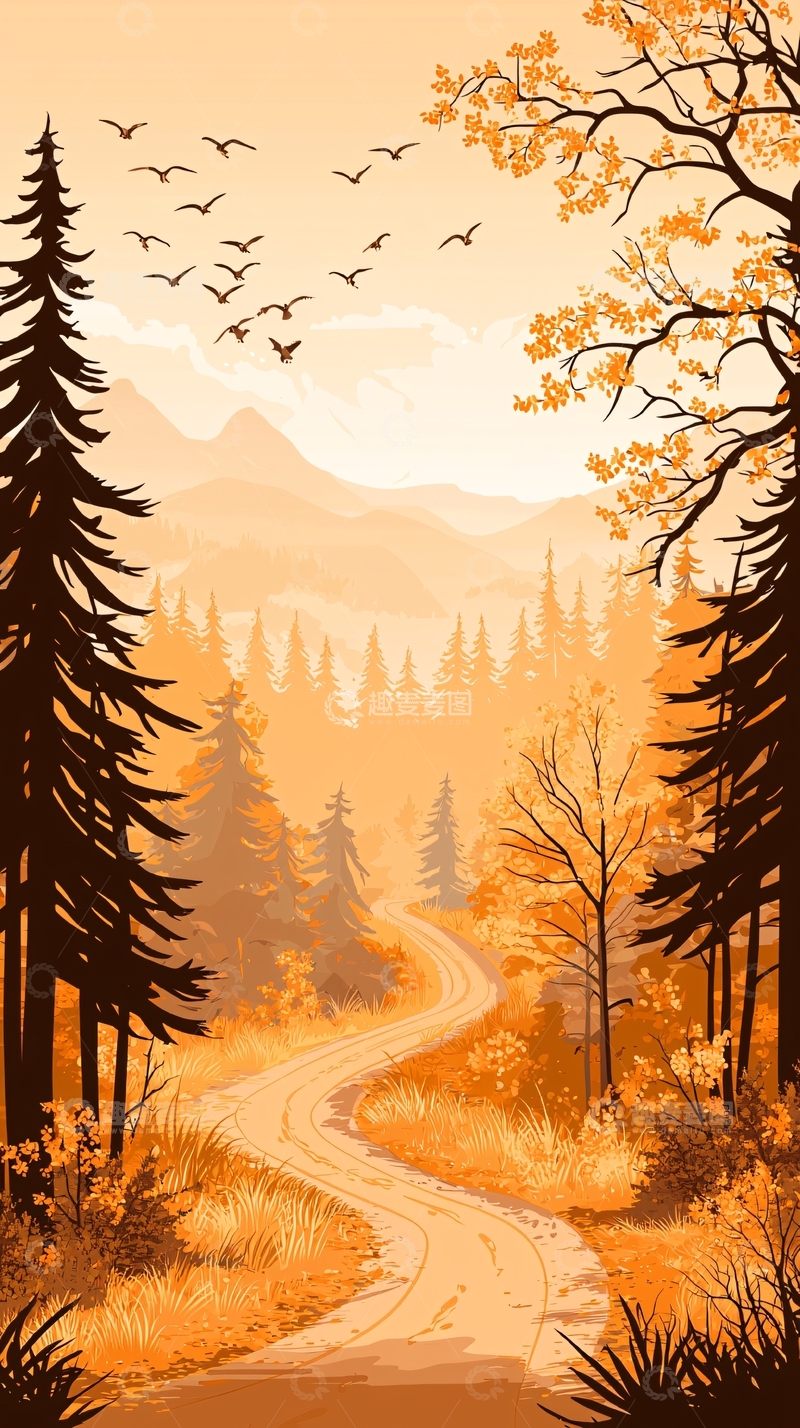 高清大图下载【趣麦麦图】秋日森林小径风景图