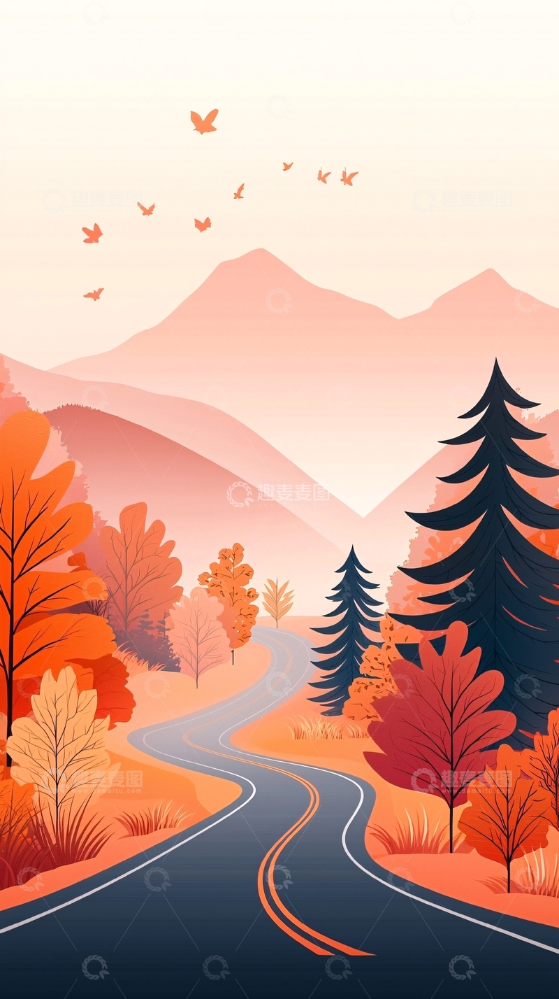 高清大图下载【趣麦麦图】秋日山间蜿蜒小路
