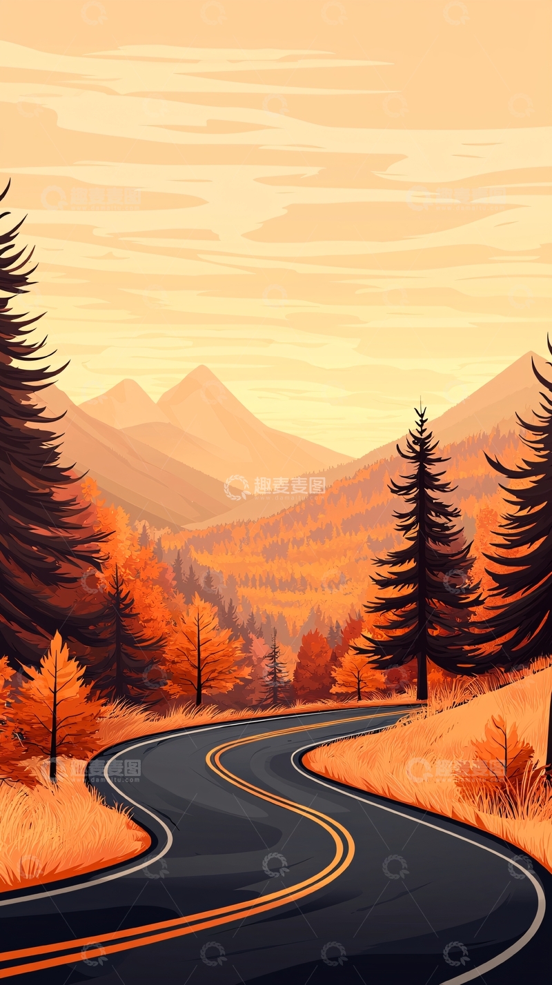 高清大图下载【趣麦麦图】秋日山间蜿蜒小路