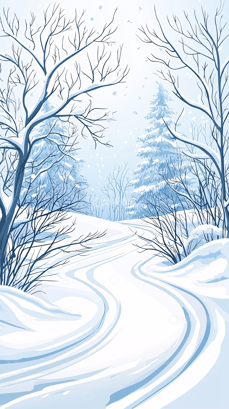 高清大图下载【趣麦麦图】冬日雪景小径