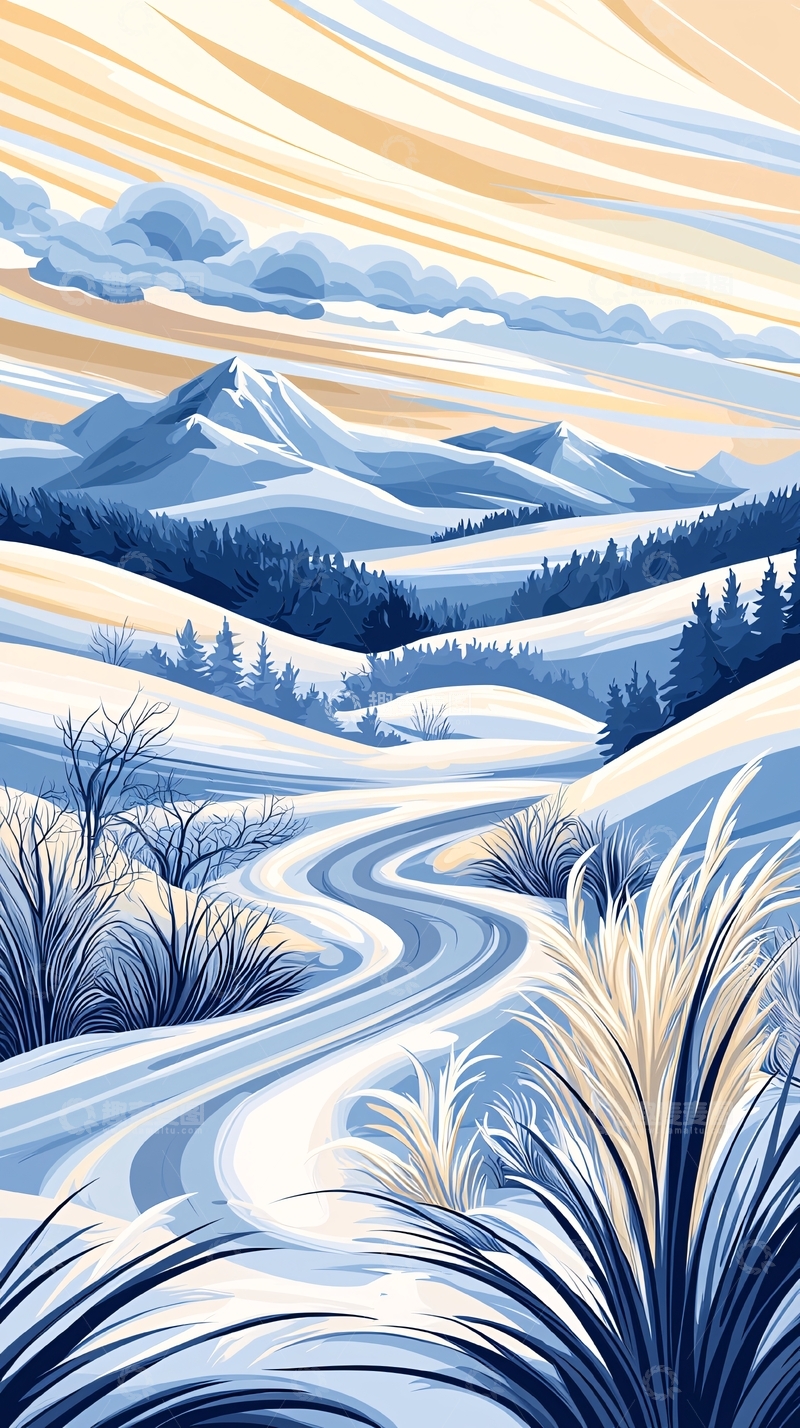 高清大图下载【趣麦麦图】冬日雪景山川自然风光