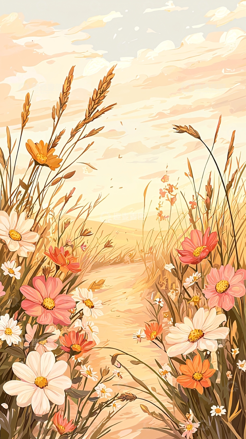 高清大图下载【趣麦麦图】秋日田野花海风景图