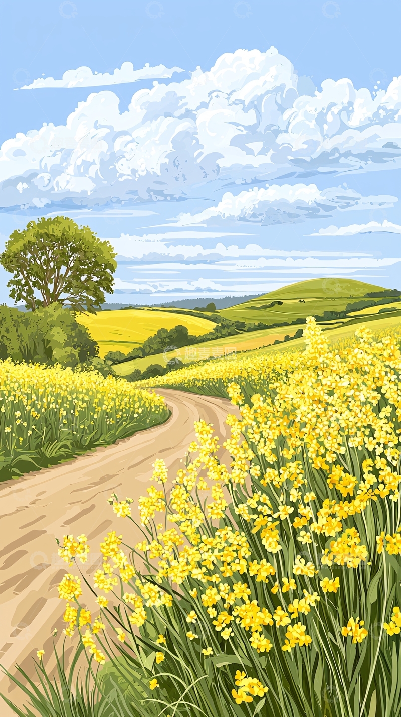 高清大图下载【趣麦麦图】春天田野小路风景图