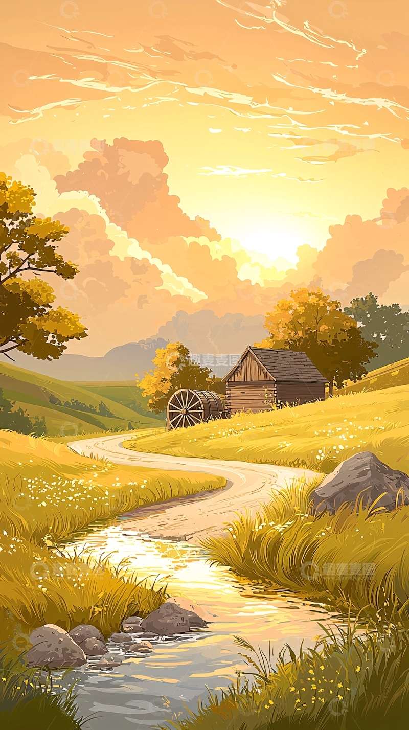 高清大图下载【趣麦麦图】秋日田园小径风景图