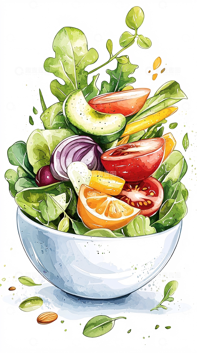 高清大图下载【趣麦麦图】新鲜蔬菜沙拉碗