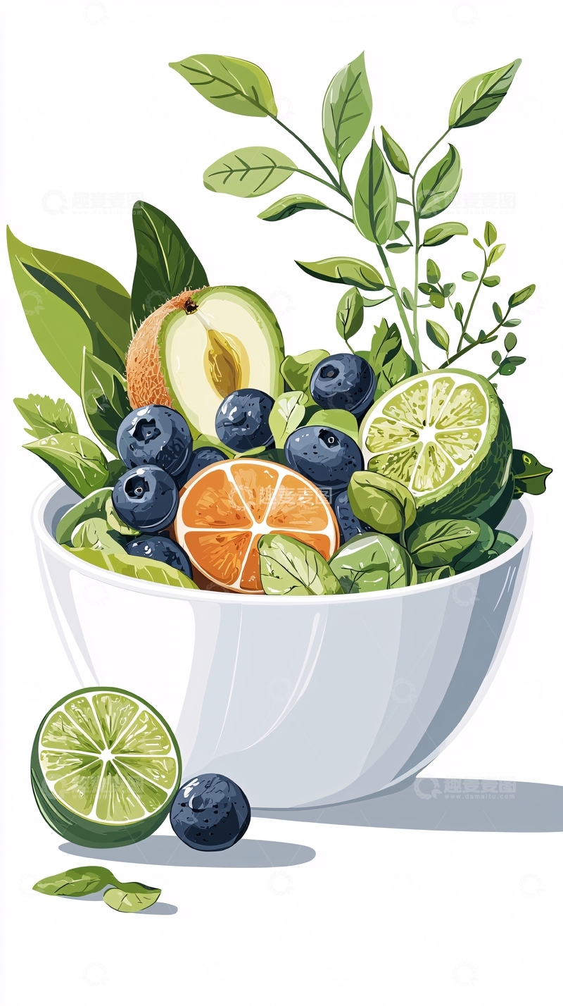 高清大图下载【趣麦麦图】新鲜水果蔬菜插画素材