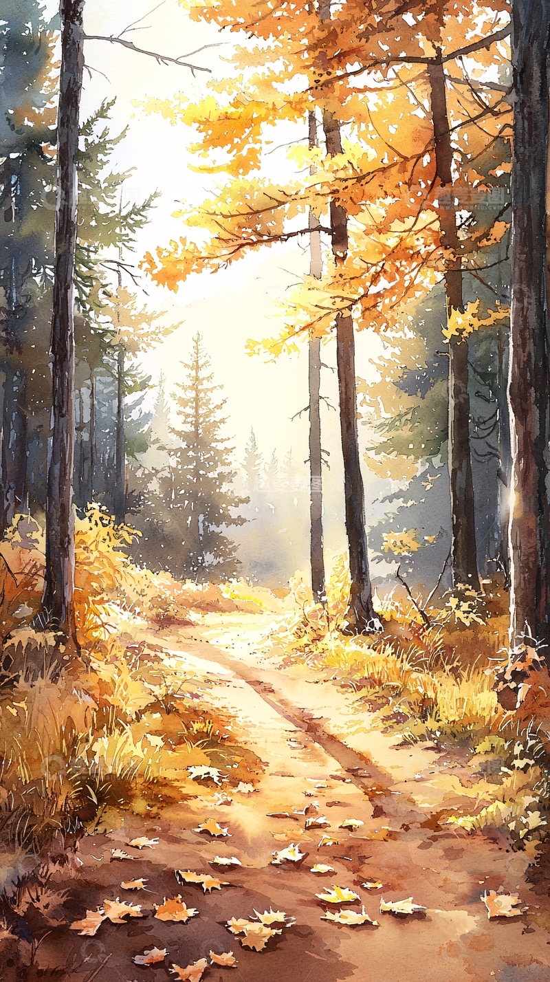 高清大图下载【趣麦麦图】秋日森林小径28