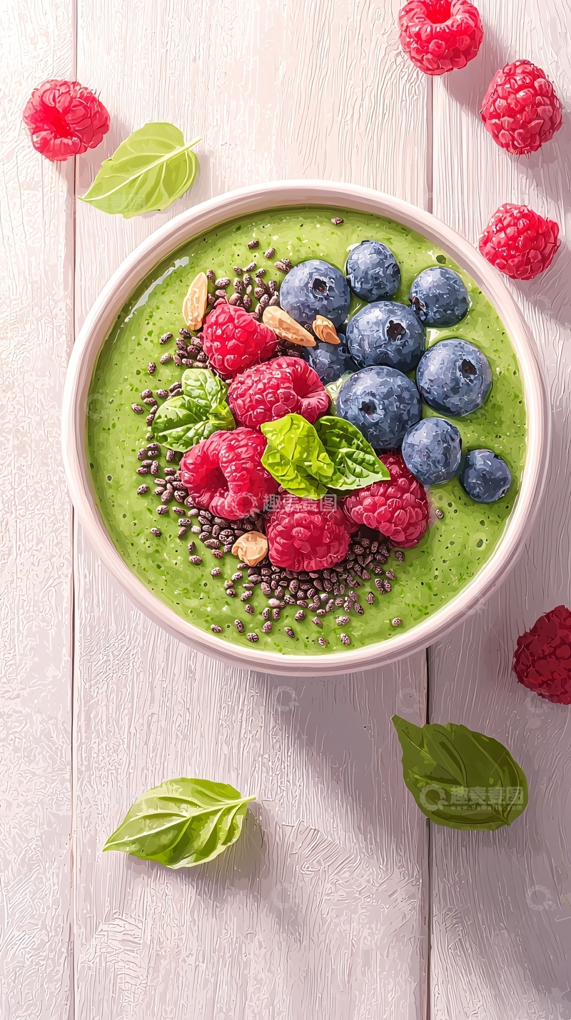 高清大图下载【趣麦麦图】绿色水果碗搭配新鲜浆果