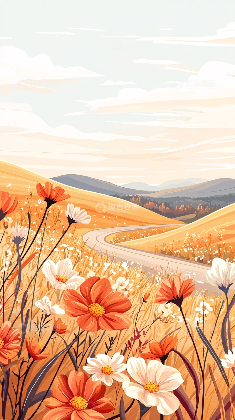 高清大图下载【趣麦麦图】秋日田野花海风景图