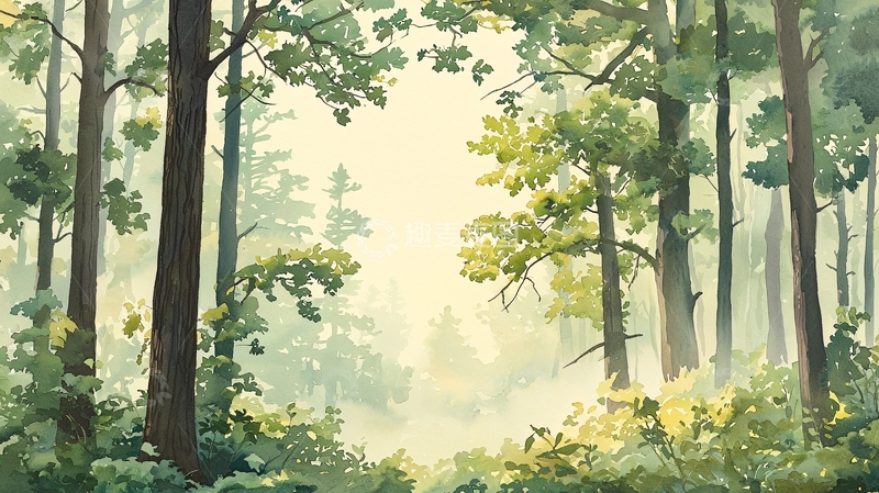 高清大图下载【趣麦麦图】晨雾中的森林