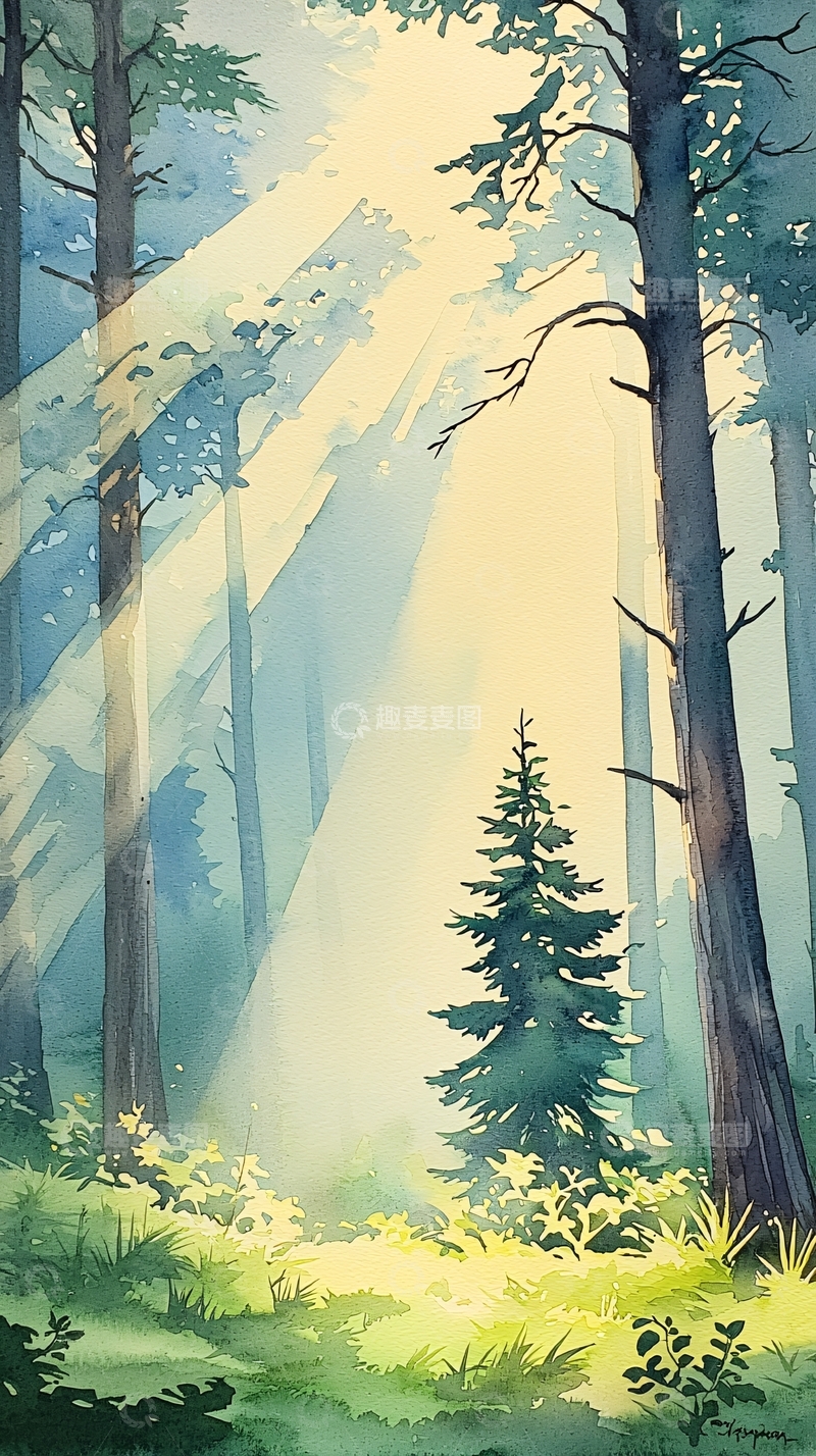 高清大图下载【趣麦麦图】晨光森林高清图片