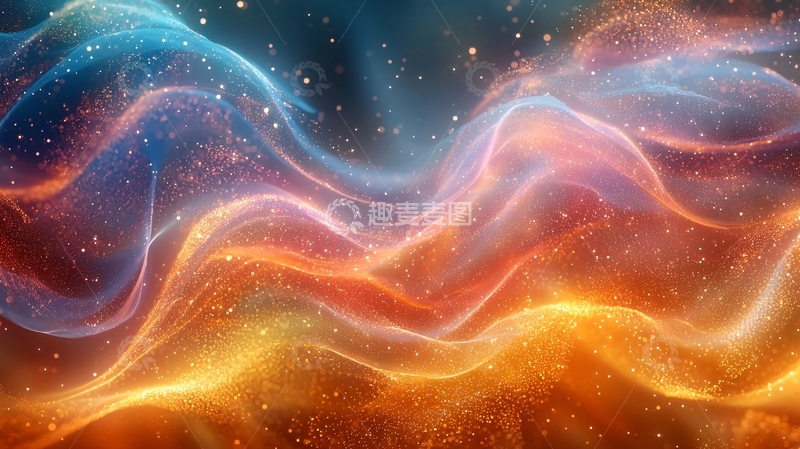 高清大图下载【趣麦麦图】梦幻波浪粒子背景