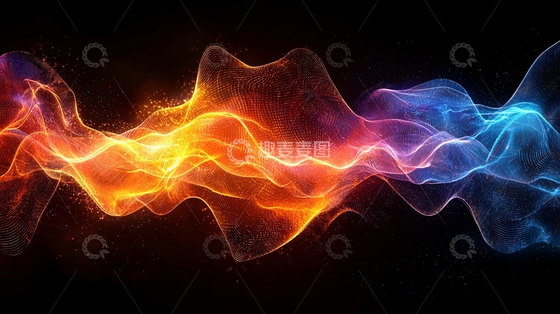 高清大图下载【趣麦麦图】色彩流动粒子波纹背景