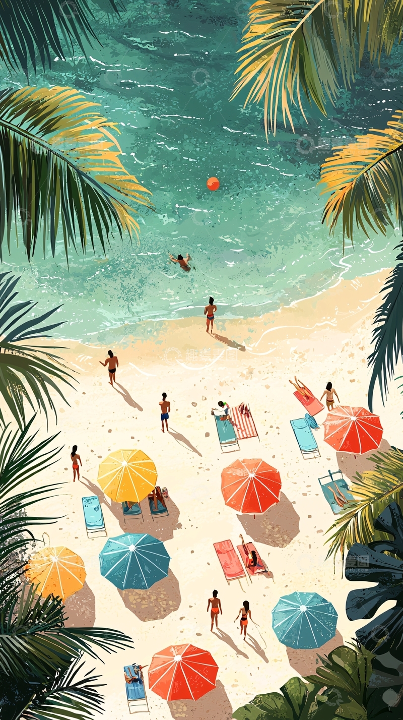 高清大图下载【趣麦麦图】热带海滩度假场景