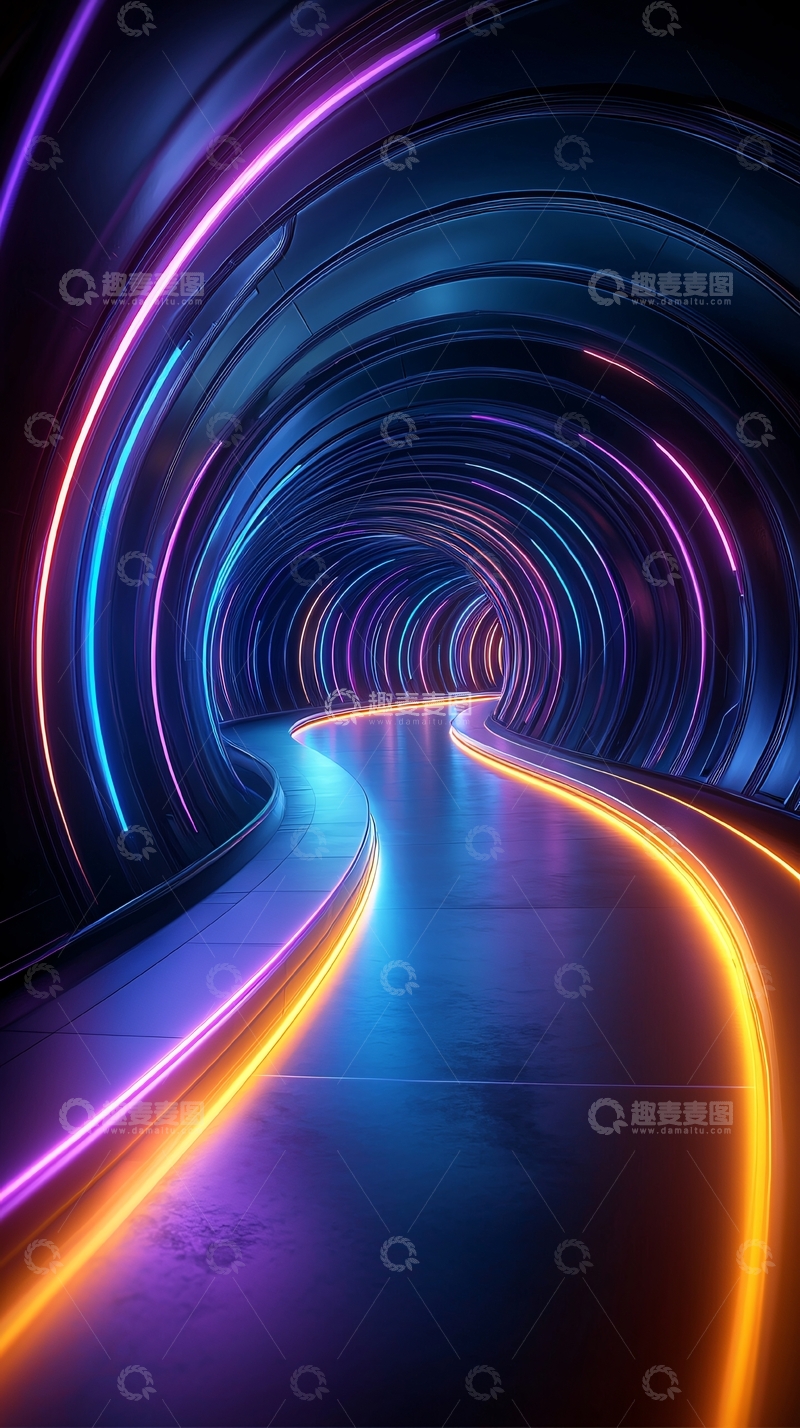 高清大图下载【趣麦麦图】未来科技隧道光影效果