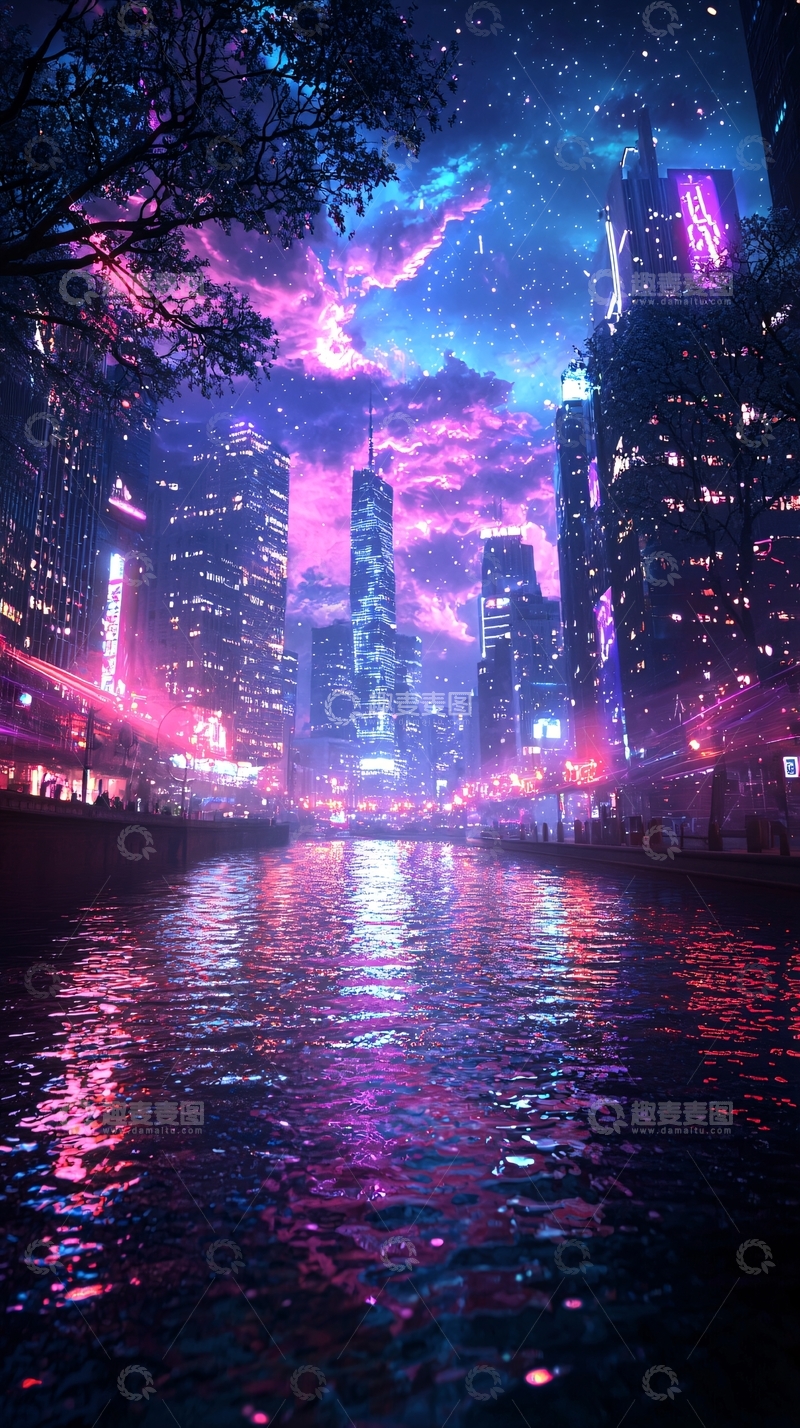 高清大图下载【趣麦麦图】霓虹城市夜景