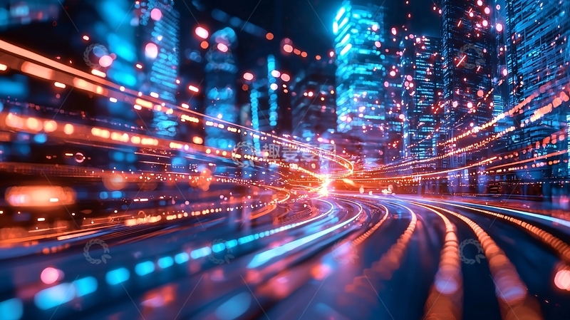 高清大图下载【趣麦麦图】未来城市夜景光轨