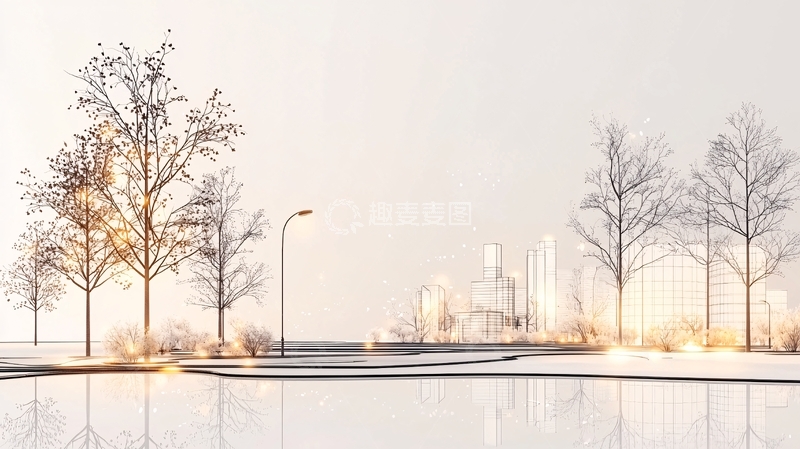 高清大图下载【趣麦麦图】冬季城市夜景灯光反射