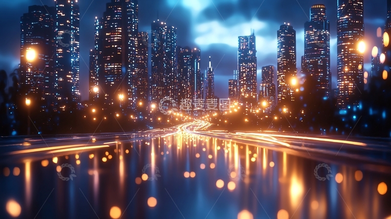 高清大图下载【趣麦麦图】未来都市夜景灯光璀璨