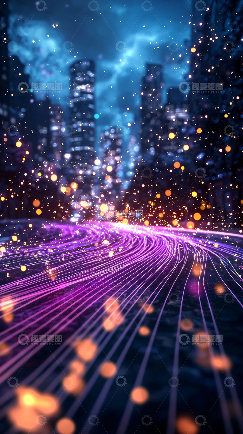 高清大图下载【趣麦麦图】未来城市光带夜景