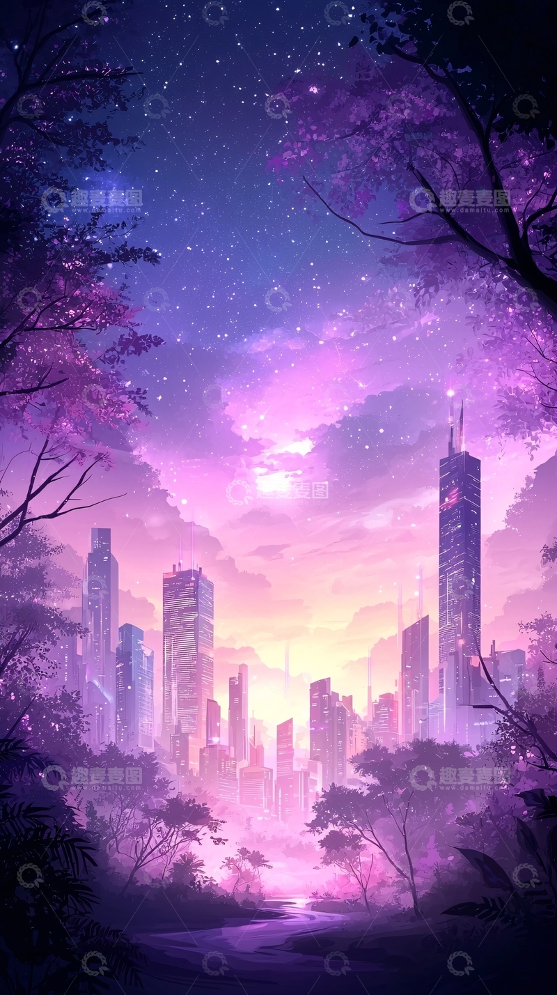 高清大图下载【趣麦麦图】梦幻城市夜景