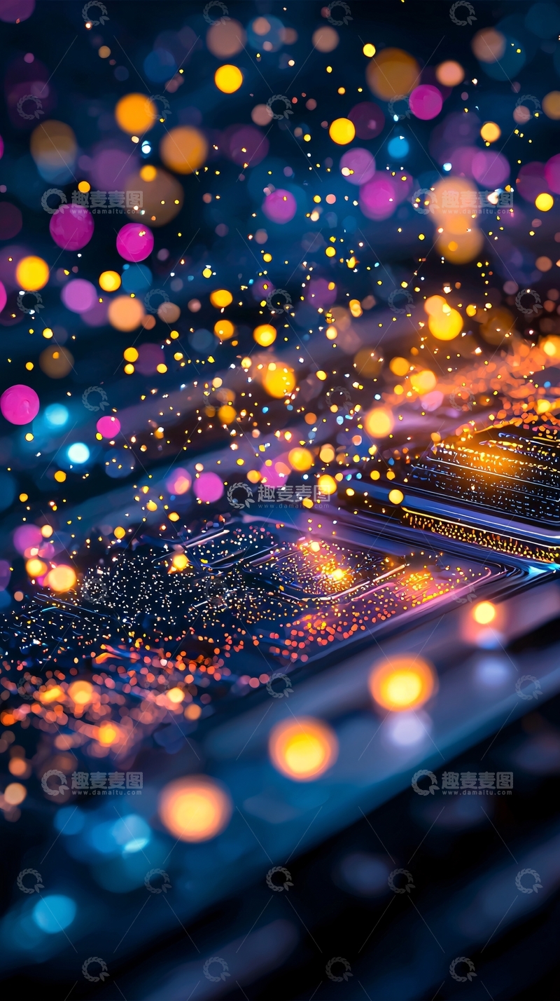 高清大图下载【趣麦麦图】科技芯片光效背景图