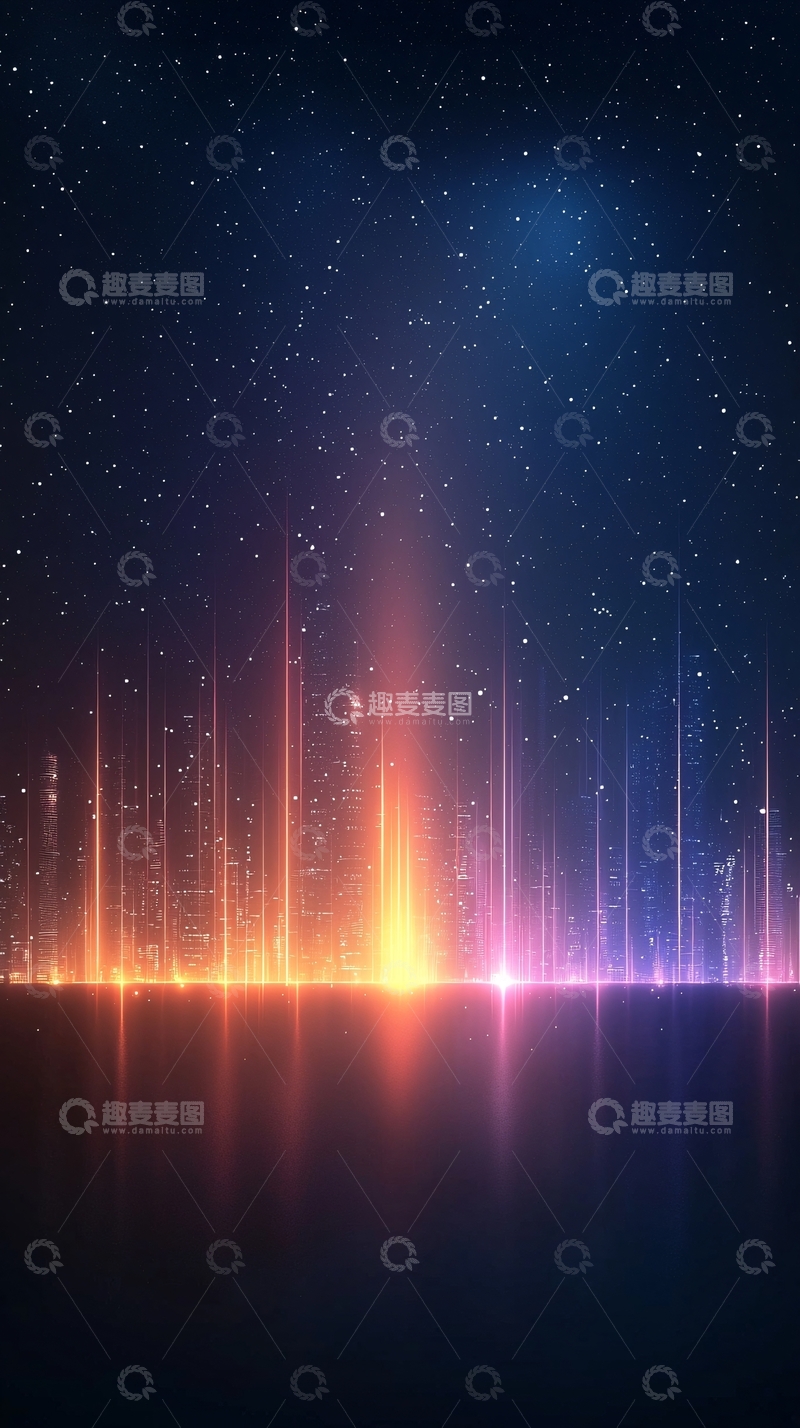 高清大图下载【趣麦麦图】未来城市夜景光效背景