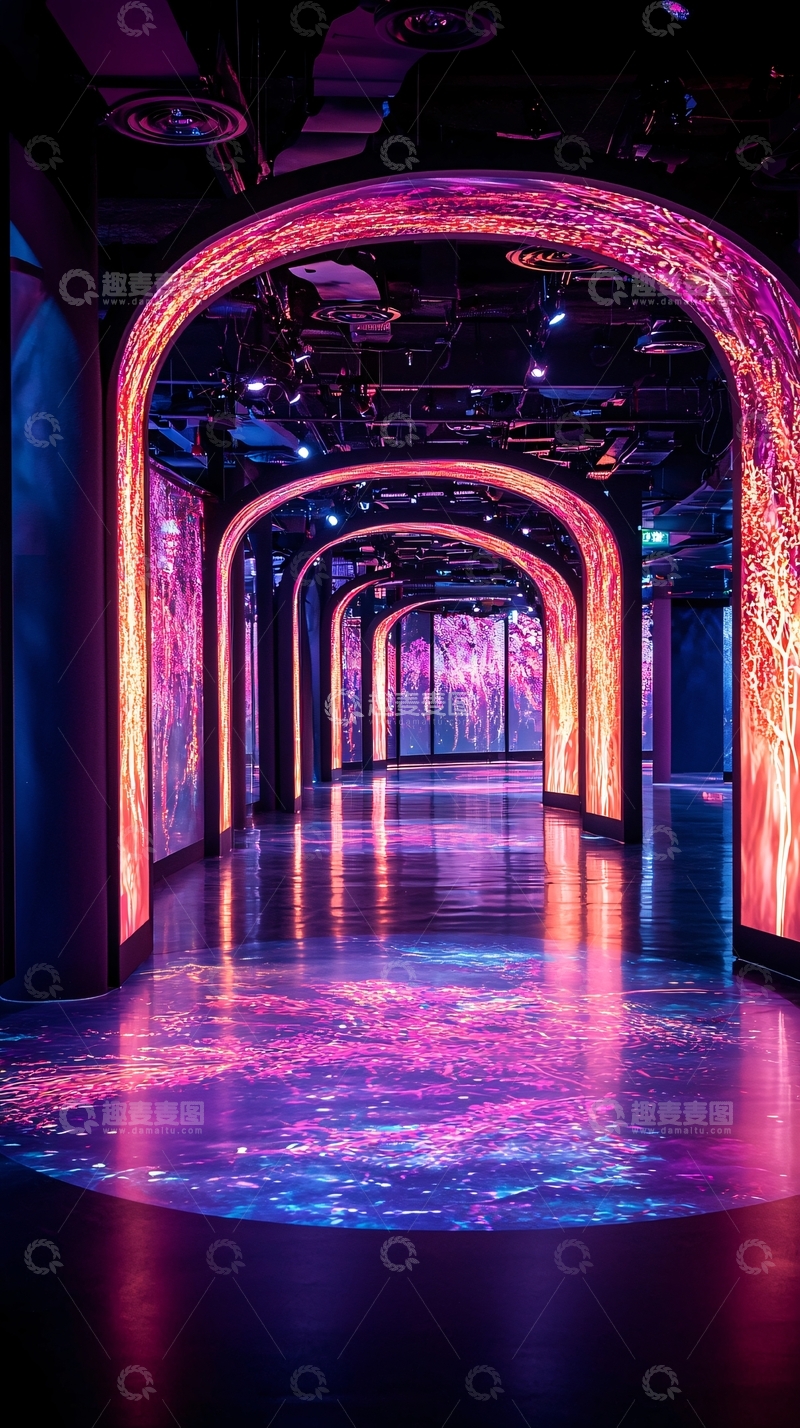 高清大图下载【趣麦麦图】霓虹光影走廊