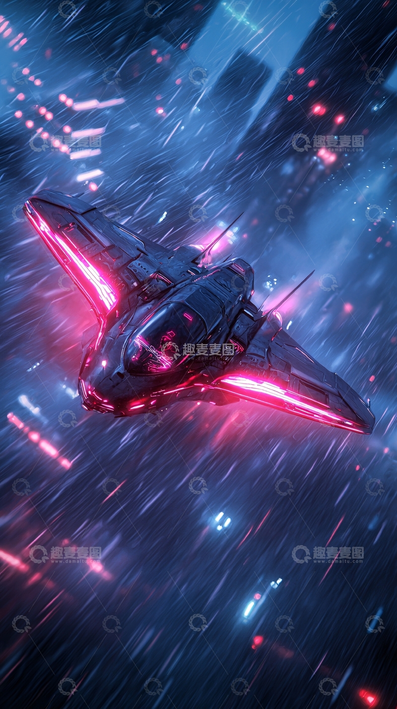 高清大图下载【趣麦麦图】未来城市中的科幻飞船