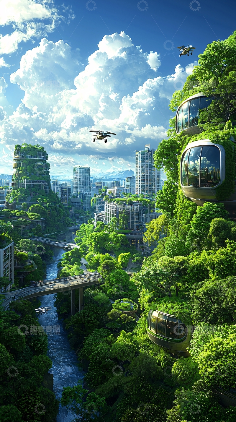 高清大图下载【趣麦麦图】未来森林城市景观