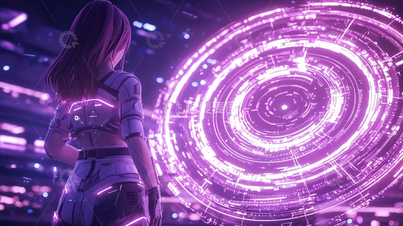高清大图下载【趣麦麦图】未来科技女性与光圈