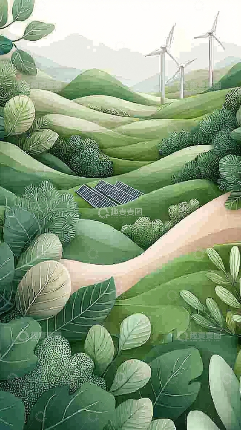 高清大图下载【趣麦麦图】绿色能源与自然和谐共生