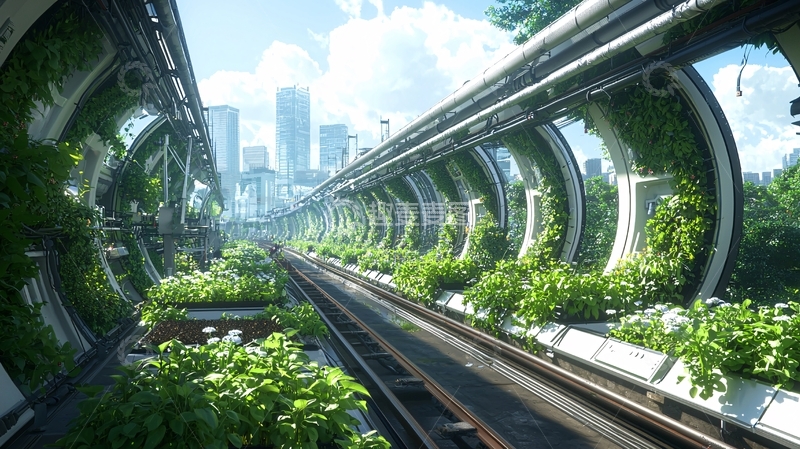 高清大图下载【趣麦麦图】未来城市绿色隧道