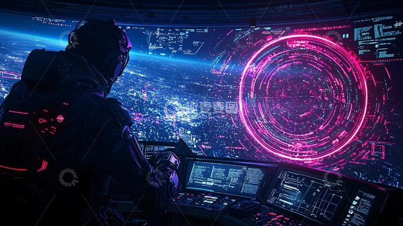 高清大图下载【趣麦麦图】未来科技控制室监控视角