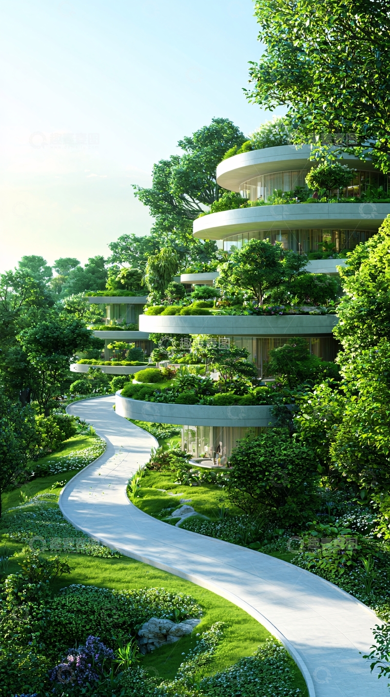 高清大图下载【趣麦麦图】绿色生态高层建筑景观