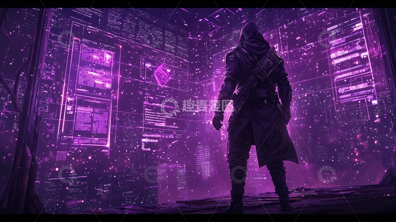 高清大图下载【趣麦麦图】未来科技城市中的神秘战士