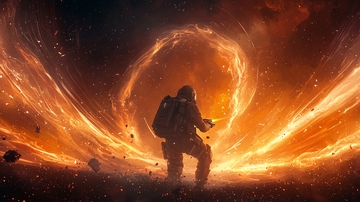 星际战士面对爆炸冲击波