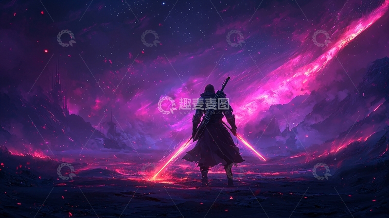 高清大图下载【趣麦麦图】战士在星空下的战场