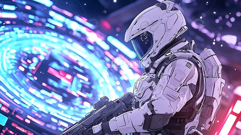 高清大图下载【趣麦麦图】未来战士科幻背景