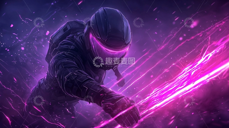 高清大图下载【趣麦麦图】未来战士挥剑战斗插画