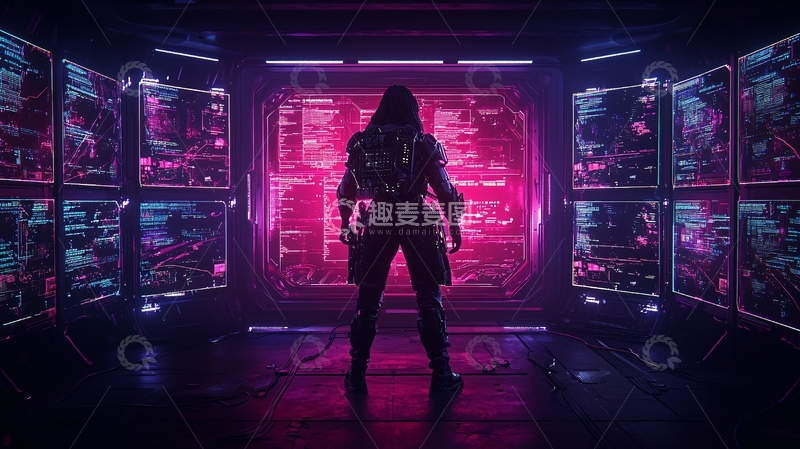 高清大图下载【趣麦麦图】未来战士在科幻空间站