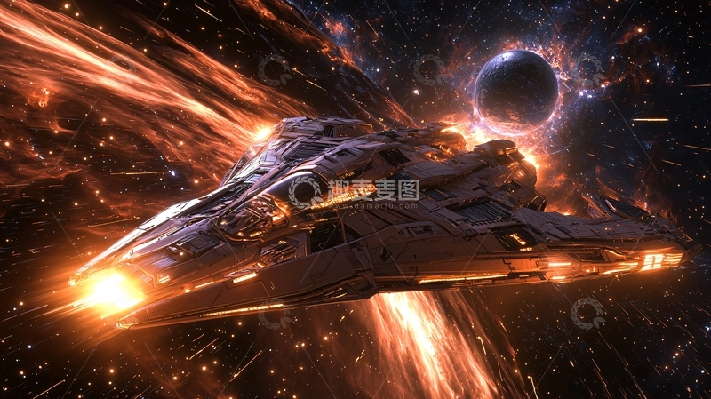 高清大图下载【趣麦麦图】星际飞船穿越星云
