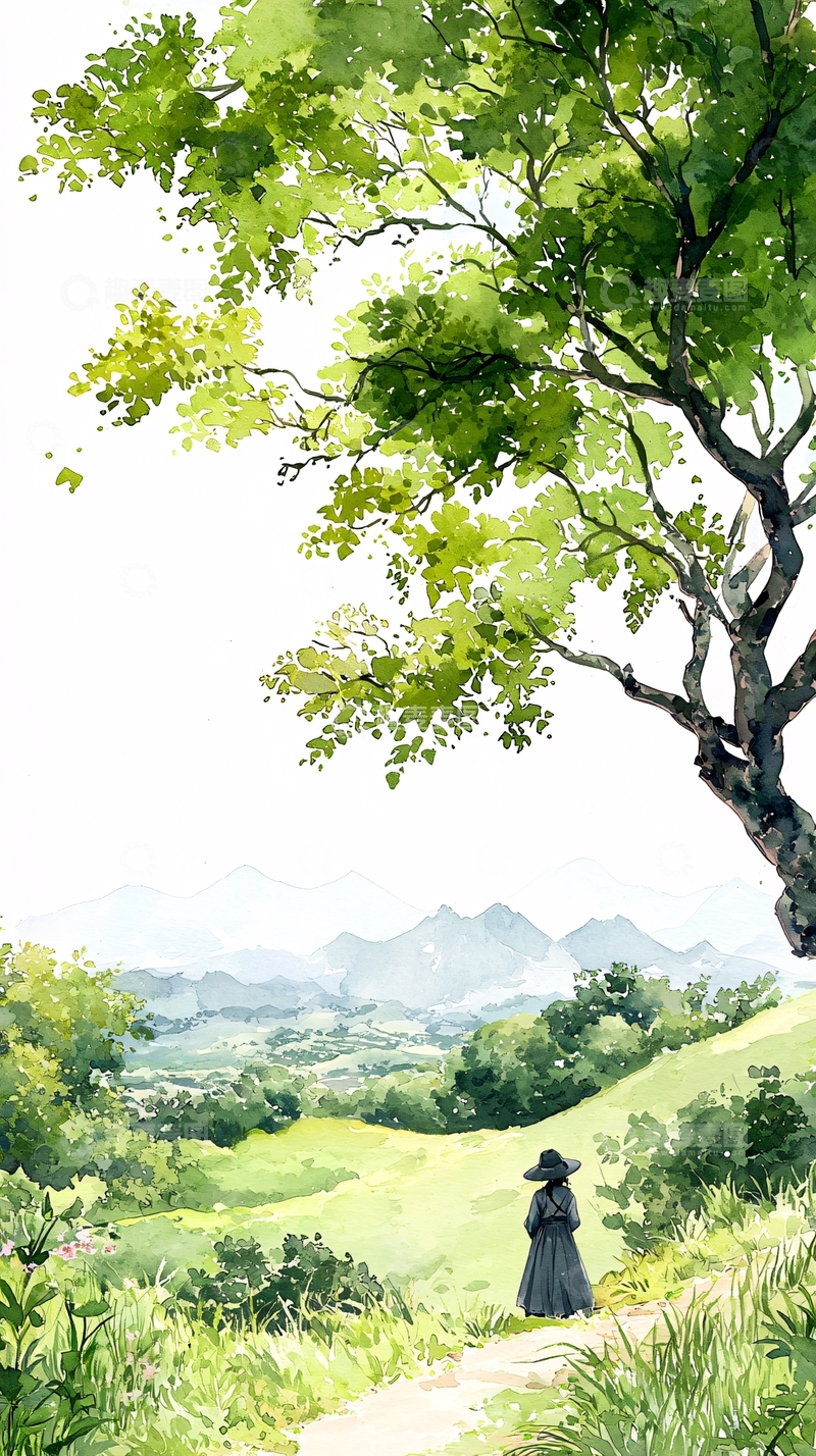 高清大图下载【趣麦麦图】夏日田园风景插画