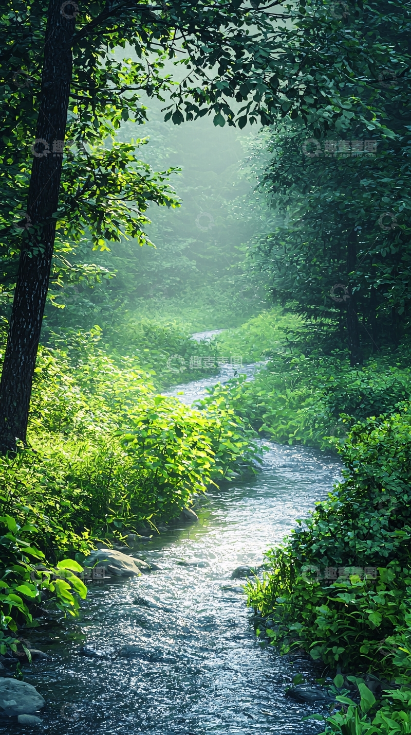 高清大图下载【趣麦麦图】森林小溪自然风光